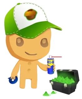 🔧 personaggio, adesivo, cartone animato, cupcake, wd-40, tesoro, verde telegram sticker