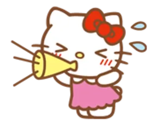🌟 Hello Kitty Dessin animé, Kawaii, Mégaphone, Crier, Mignon telegram sticker