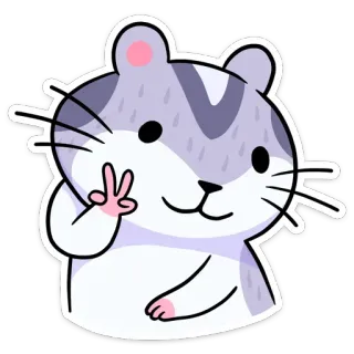 ✌️ ハムスター, ピースマーク, 可愛い, 動物, 漫画, ステッカー telegram sticker