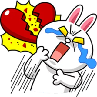💔 triste, desamor, llorando, conejo, emoción, dibujos animados, pegatina whatsapp sticker