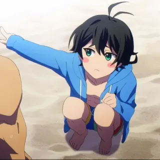 🛹 Anime, Junge, Strand, Sand, Kind whatsapp sticker