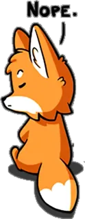 😕 NOPE. лиса, мультфильм, животное, нет whatsapp sticker