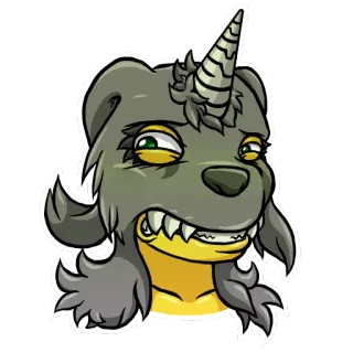 😖 Cartone animato, Cane, Unicorno, Mascotte, Adesivo, Umorismo, Divertente telegram sticker