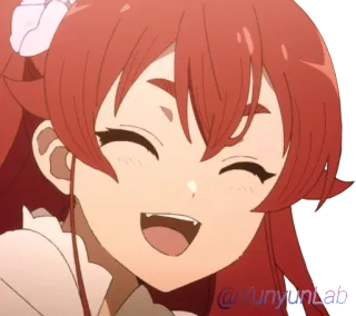 😄 @munyunLab 애니메이션, 미소, 빨간 머리, 행복한, 만화 telegram sticker