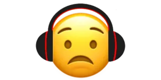 😟 эмодзи, грустный, наушники, слушает telegram sticker