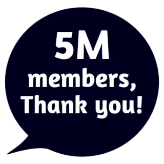 ❤ 5M members, Thank you! mitglieder, danke, feier, community, erfolg whatsapp sticker
