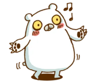 💃 beruang, menari, imut, binatang, kartun, beruang kutub, not musik telegram sticker