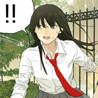 🌟 !! femme, fille, expression, choqué(e), cravate, anime whatsapp sticker