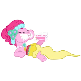 🍰 Pinkie Pie My Little Pony Мультфильм, Пони, Розовый, Торт, Еда telegram sticker