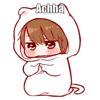 🤔 Achha Anime, Carino, Kawaii, Ragazza, Felpa con cappuccio, Gatto, Ragazza anime whatsapp sticker