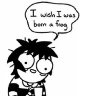 🐸 I wish I was born a frog rã, desejo, desenho animado, quadrinhos, humor whatsapp sticker