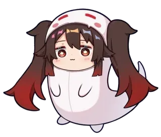 😶 Hu Tao Genshin Impact Anime, Lindo, Kawaii, Fantasma, Personaje, Videojuego telegram sticker