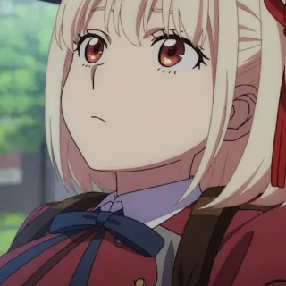 🎗 Chisato Nishikigi Lycoris Recoil アニメ, 女の子, 可愛い, 千束, リコリス・リコイル telegram sticker