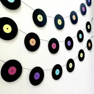 🎵 Vinyle, Disques, Musique, Déco, Fête, Guirlande telegram sticker