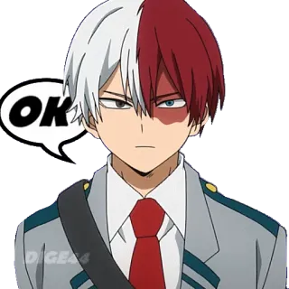 🆗 Shoto Todoroki My Hero Academia OK Anime, Shoto Todoroki, My Hero Academia telegram sticker
