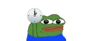 🕐 Pepe the Frog rana, meme, orologio, tempo telegram sticker