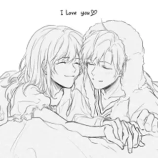❤️ I Love you любовь, пара, отношения, романтика, эскиз, рисунок telegram sticker