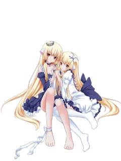 🤗 anime, girls, blonde, dress, sitting telegram sticker