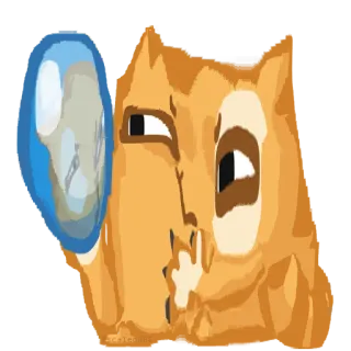 🤔 cat, bubble, animal, funny, cute, orange, cartoon telegram sticker