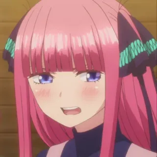 😒 Nino Nakano The Quintessential Quintuplets anime, cabelo rosa, menina, corar, fofa telegram sticker