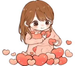 ❤ kreskówka, serce, miłość, słodkie, dziewczyna telegram sticker