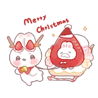 🍓 Merry Christmas Natal, feriado, fofo, coelho, festivo, inverno whatsapp sticker
