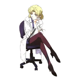 😕 Ritsuko Akagi Neon Genesis Evangelion anime, scientist, doctor, female, Neon Genesis Evangelion, Ritsuko Akagi telegram sticker