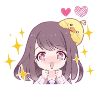 🌟 Anime, Lindo, Chica, Dibujos animados, Brillo, Corazones, Kawaii telegram sticker