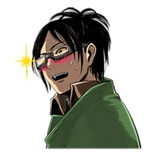 🌟 Hanji Zoe Attack on Titan Anime, Ataque dos Titãs, Hanji Zoe, Cientista, Óculos telegram sticker
