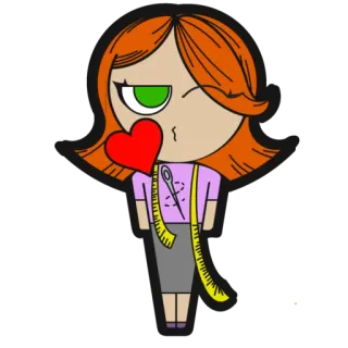 😘 Мультфильм, Мода, Шитье, Сердце, Портной, Дизайн, Мерка telegram sticker