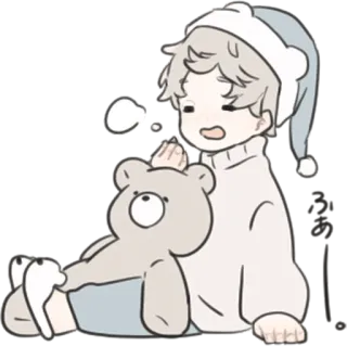 🧸 schläfrig, Bär, niedlich, Cartoon, Kind, Baby, Schlaf telegram sticker