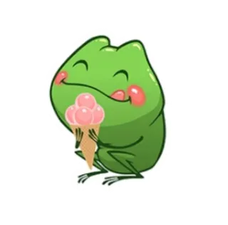 😊 rã, sorvete, fofo, doce, sobremesa, desenho animado, animal whatsapp sticker