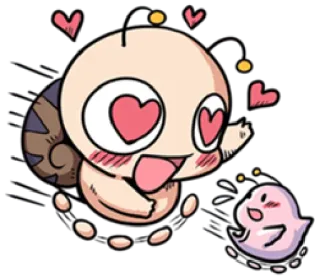😍 Cartoon, Schnecke, Liebe, Süß, Herzen, Geist telegram sticker