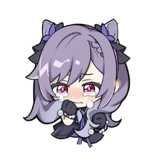 😢 Keqing Genshin Impact Anime, Genshin Impact, Keqing, Menangis, Stiker whatsapp sticker
