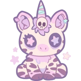 🦓 sticker, cute, skull, unicorn, pastel, kawaii, creature telegram sticker