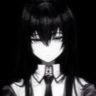 ❤️ Anime, Mädchen, schwarze Haare, traurig, monochrom telegram sticker
