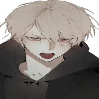 🤬 anime, manga, character, hoodie, red eyes, white hair telegram sticker