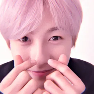 🐥 kpop, idol, asiático, fofo, coração, coração de dedo, cabelo rosa telegram sticker
