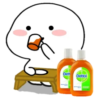 🙂 Desenho animado, Bebendo, Dettol, Antisséptico, Fofo, Líquido, Laranja whatsapp sticker
