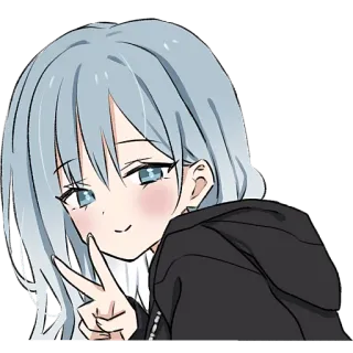 ✌️ 动漫, 卡通, 女孩, 和平标志, 可爱, 漫画 whatsapp sticker
