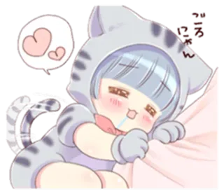😴 심심해 słodki, kawaii, kot, kociak, płaczący, samotny, anime, manga telegram sticker