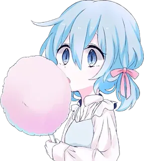 🍬 Anime Mädchen, Cartoon, Zuckerwatte, Süß, Kawaii whatsapp sticker