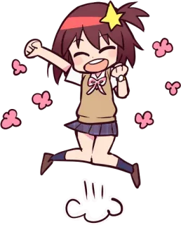 😆 Аниме, Мультфильм, Персонаж, Прыжки, Праздник, Милый, Счастливый telegram sticker