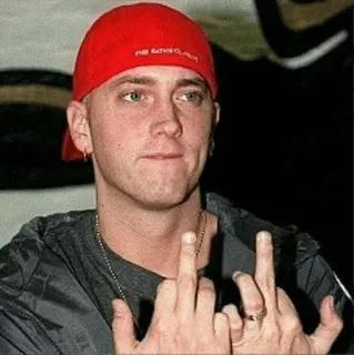 ☹️ Eminem Eminem, dedo do meio, celebridade, rapper, ofensivo, gesto whatsapp sticker