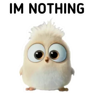 🙃 IM NOTHING pájaro, lindo, triste, expresión, dibujos animados, meme telegram sticker