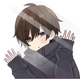 😬 Anime, Menino, Janela, Triste, Fofo, Mangá telegram sticker