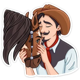 🐎 homme, cheval, cowboy, amitié, amour, animal telegram sticker