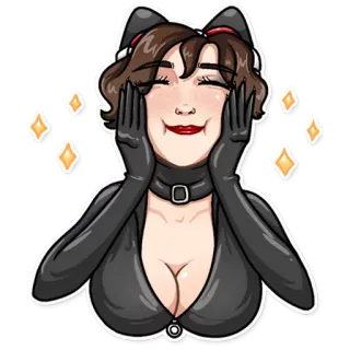☺️ gatto, donna, orecchie, guanti, vestito, brillantini whatsapp sticker