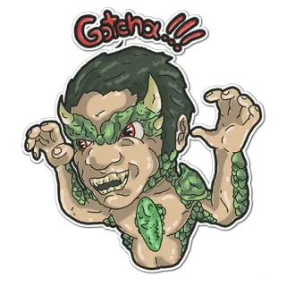 😬 Gotcha!!! mostro, demone, cartone animato, creatura fantastica, creatura, mitico, horror whatsapp sticker