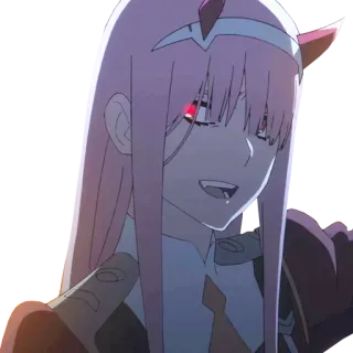 😀 Zero Two Darling in the Franxx Anime, Zero Two, Darling in the Franxx, Waifu, pinke Haare telegram sticker